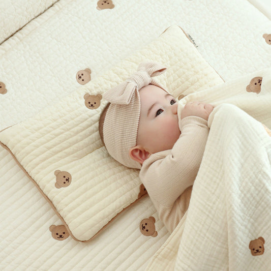 Baby Breathable Sweat Absorbing Embroidery Flat Pillow